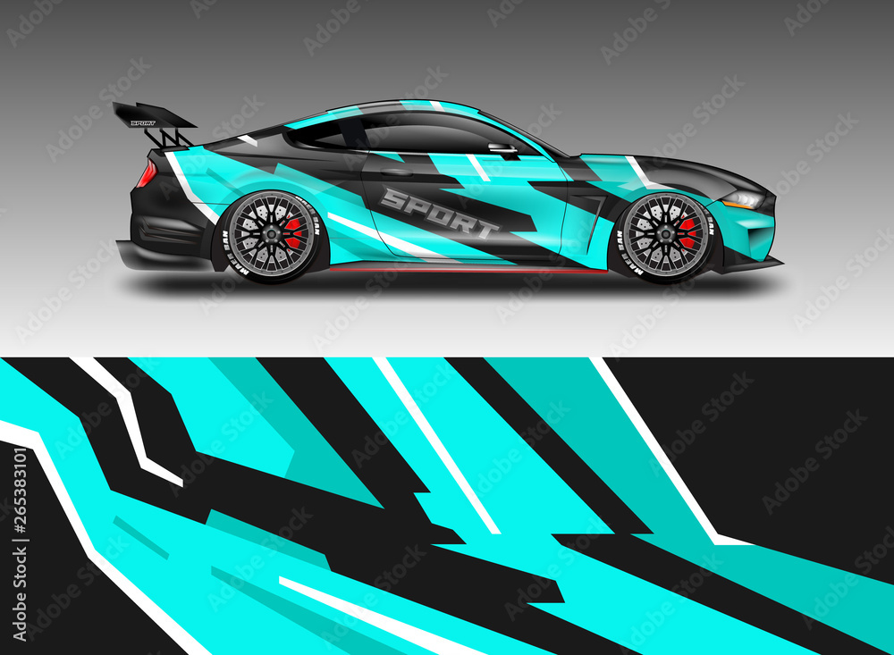 Livery decal car vector , supercar, rally, drift . Graphic abstract stripe racing background . File 