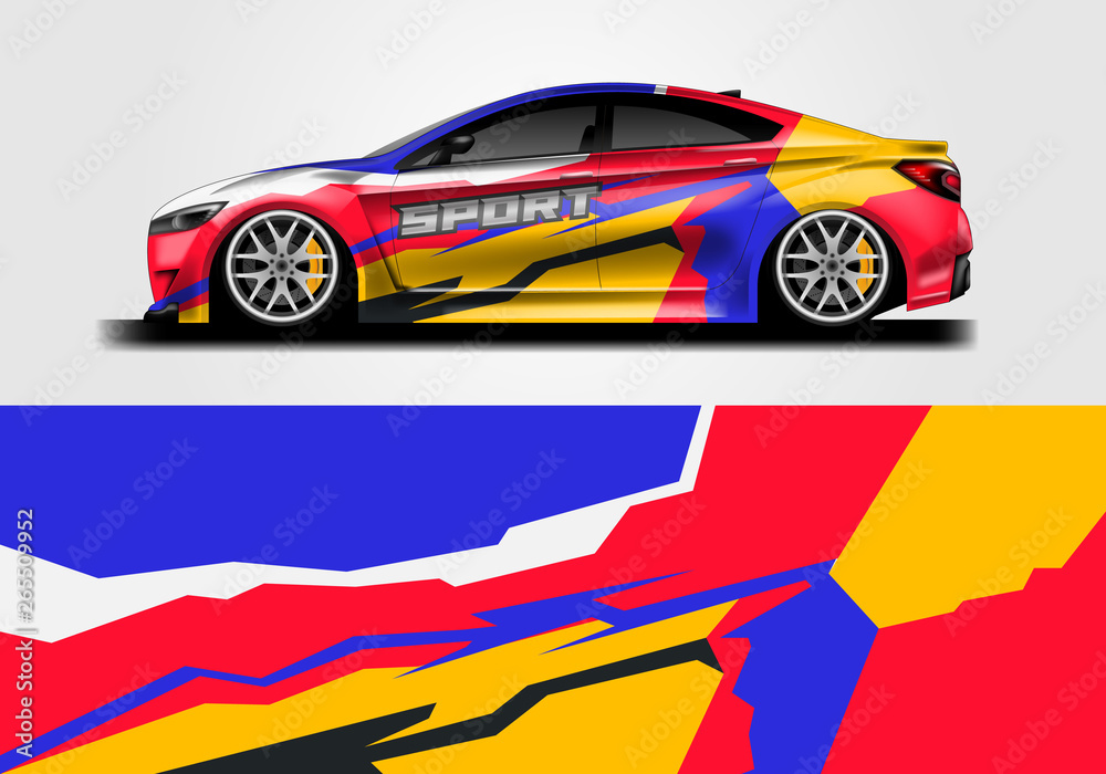 Sticker car design vector. Graphic abstract background designs for vehicle, race car, rally, livery 