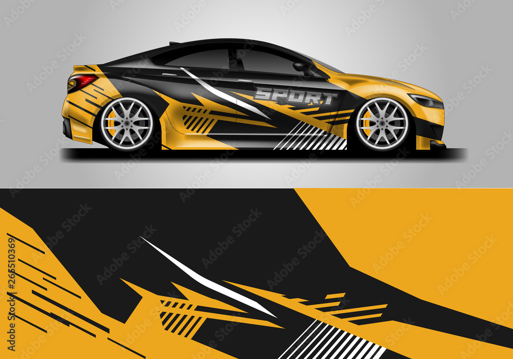 Sticker car design vector. Graphic abstract background designs for vehicle, race car, rally, livery 