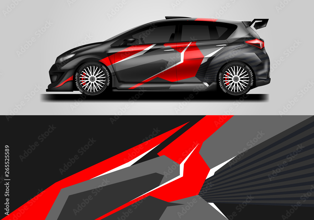 Car wrap livery decal vector , supercar, rally, drift . Graphic abstract stripe racing background . 