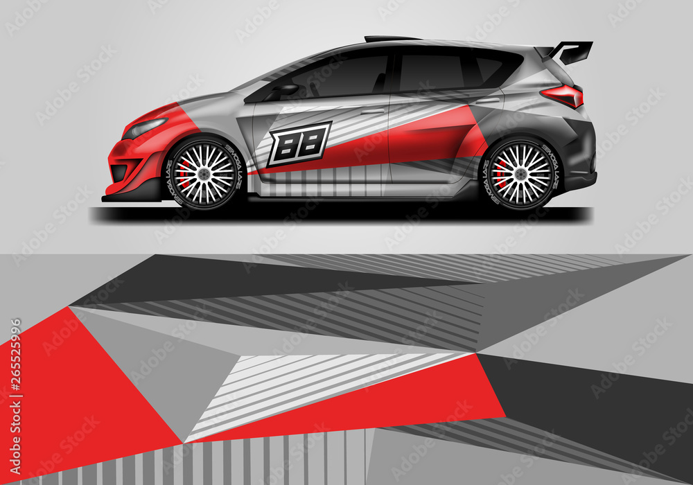 Car wrap livery decal vector , supercar, rally, drift . Graphic abstract stripe racing background . 