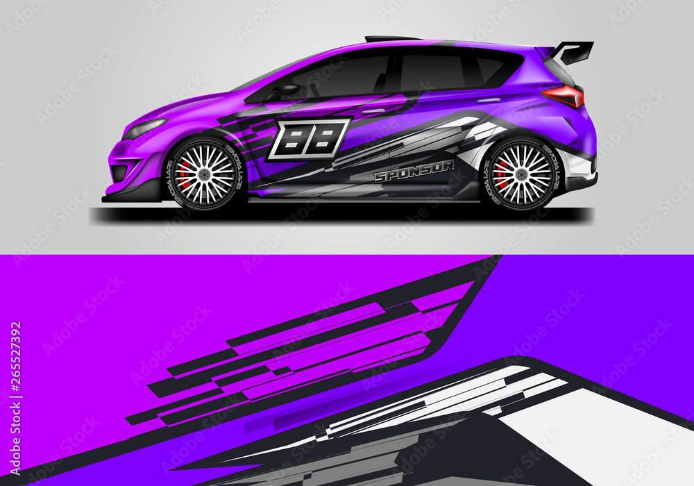 Car wrap livery decal vector , supercar, rally, drift . Graphic abstract stripe racing background . 