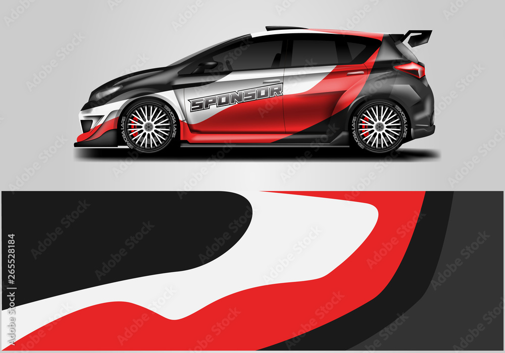 Car wrap livery decal vector , supercar, rally, drift . Graphic abstract stripe racing background . 