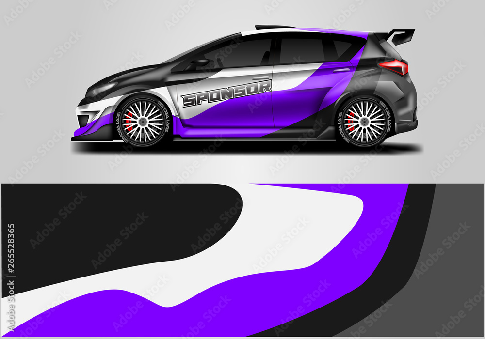 Car wrap livery decal vector , supercar, rally, drift . Graphic abstract stripe racing background . 