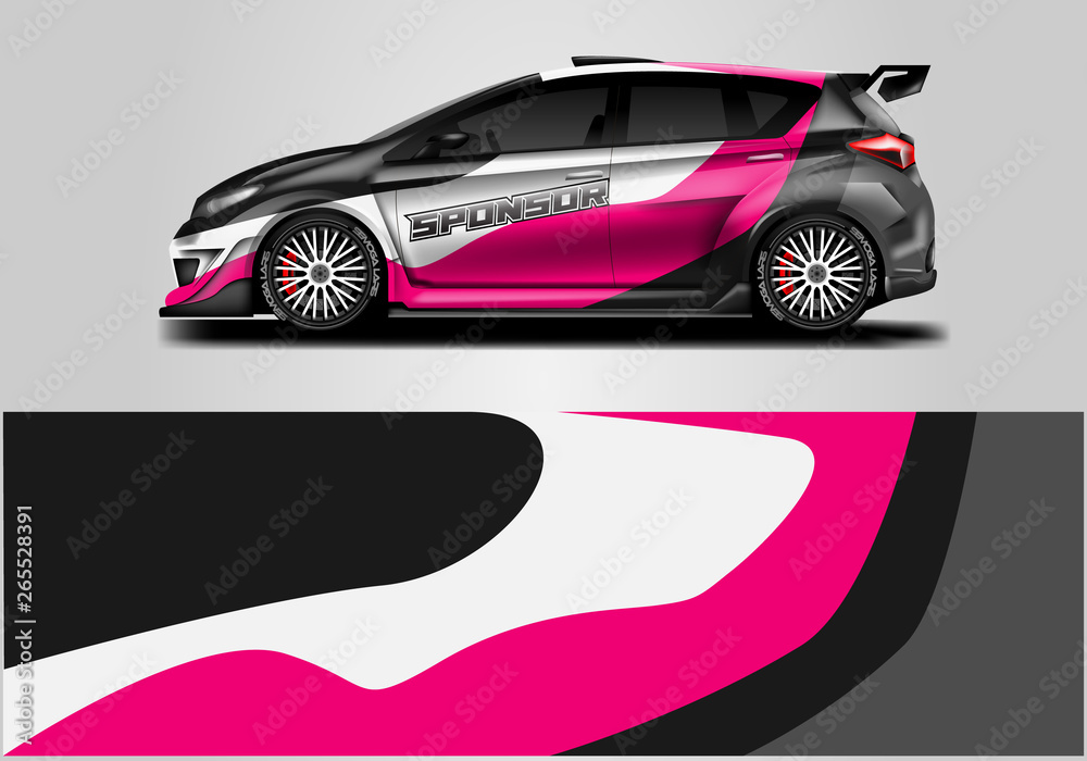 Car wrap livery decal vector , supercar, rally, drift . Graphic abstract stripe racing background . 