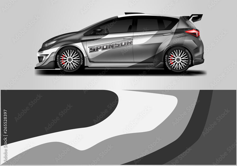 Car wrap livery decal vector , supercar, rally, drift . Graphic abstract stripe racing background . 