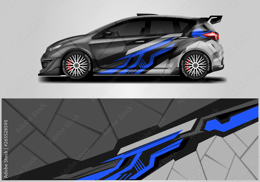 Car wrap livery decal vector , supercar, rally, drift . Graphic abstract stripe racing background . 