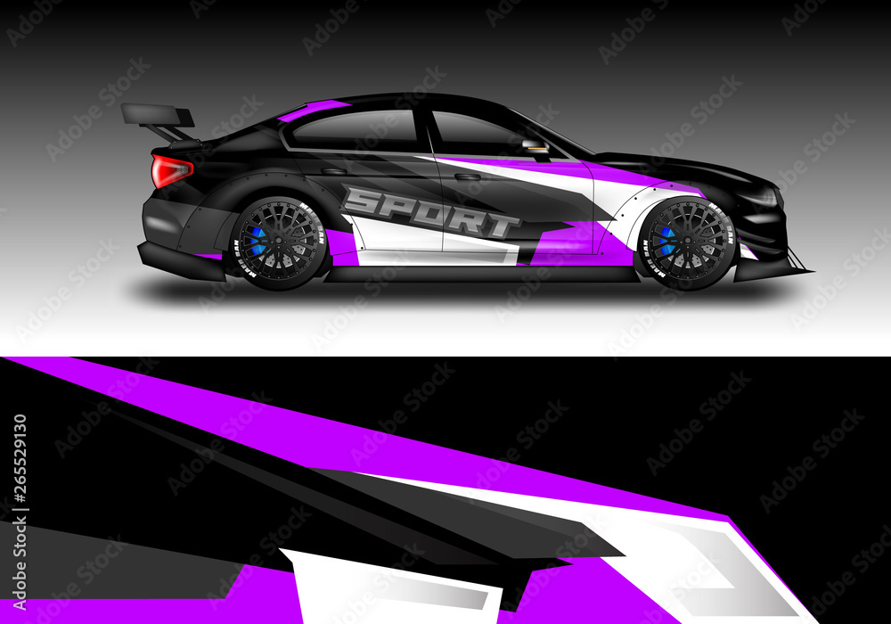 Wrap livery decal car vector , supercar, rally, drift . Graphic abstract stripe racing background . 