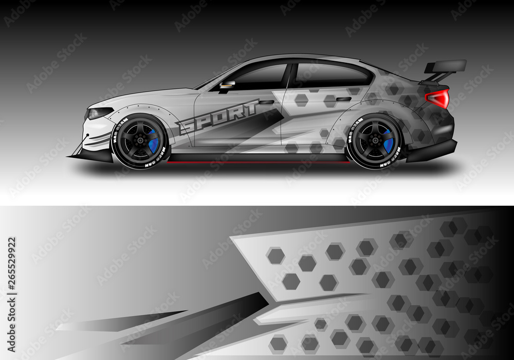 Wrap livery decal car vector , supercar, rally, drift . Graphic abstract stripe racing background . 