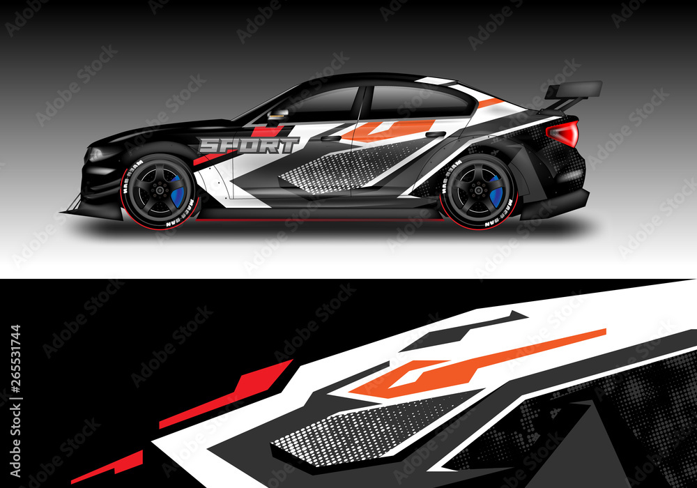 Car wrap designs vector . Background graphic . File ready to print and editable . Eps 10