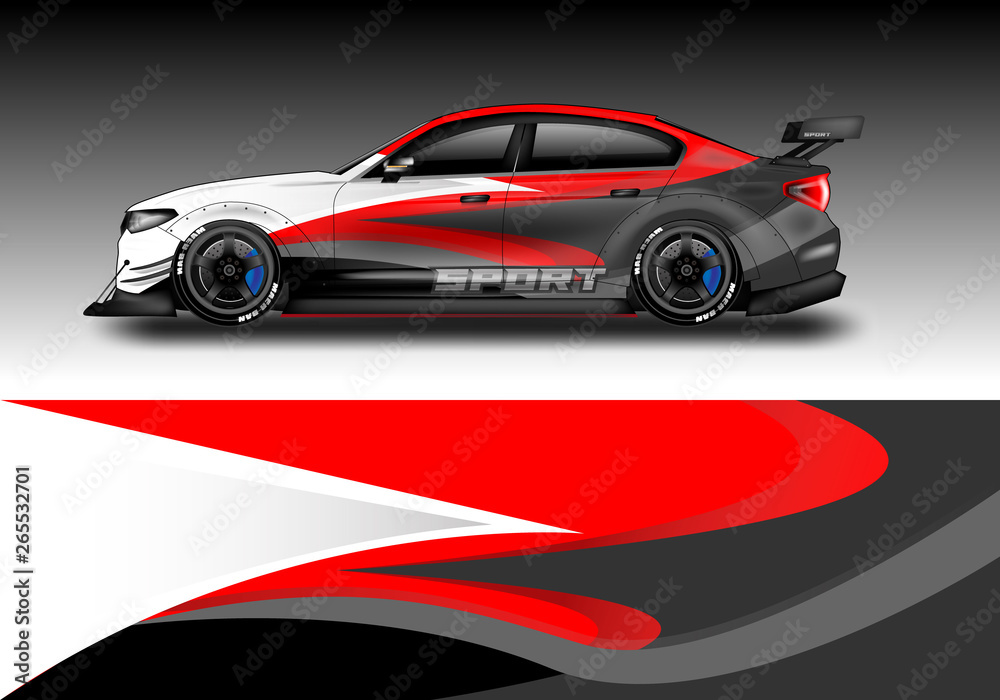 Car wrap designs vector . Background graphic . File ready to print and editable . Eps 10