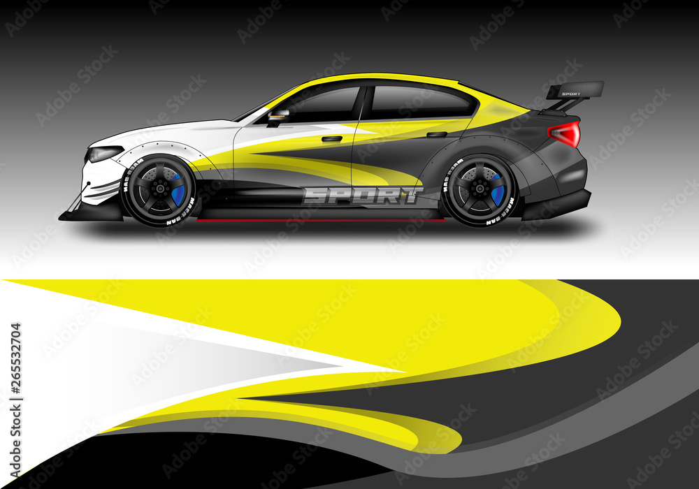 Car wrap designs vector . Background graphic . File ready to print and editable . Eps 10