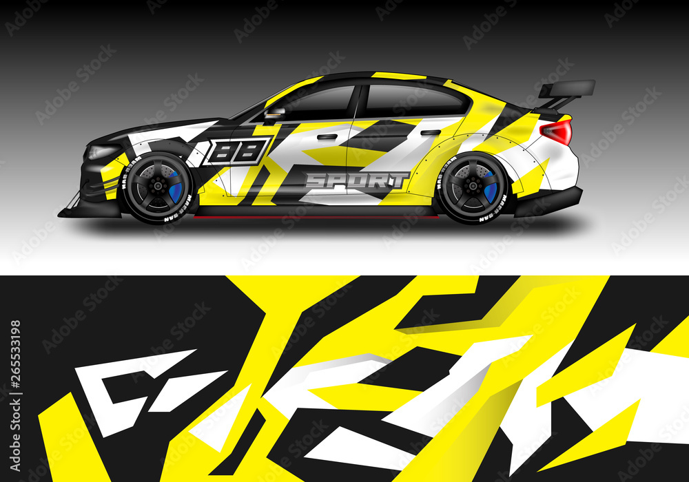 Car wrap designs vector . Background graphic . File ready to print and editable . Eps 10