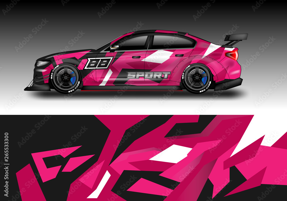 Car wrap designs vector . Background graphic . File ready to print and editable . Eps 10