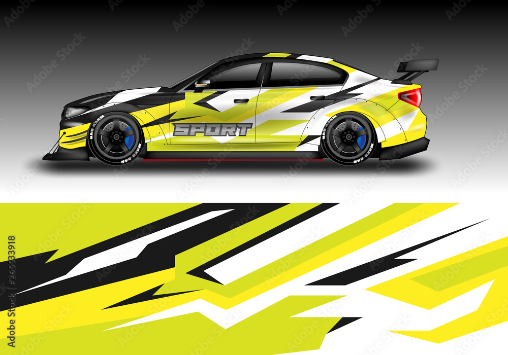 Livery decal car vector , supercar, rally, drift . Graphic abstract stripe racing background . File 