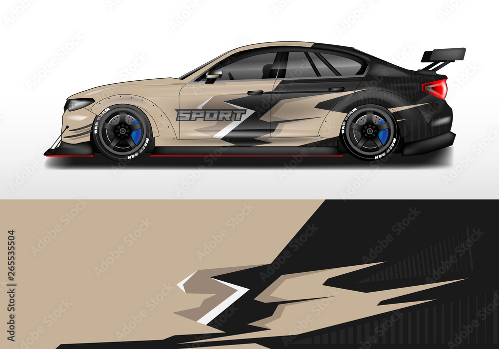 Livery decal car vector , supercar, rally, drift . Graphic abstract stripe racing background . File 