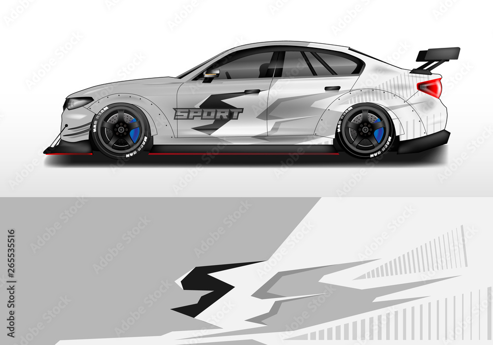 Livery decal car vector , supercar, rally, drift . Graphic abstract stripe racing background . File 