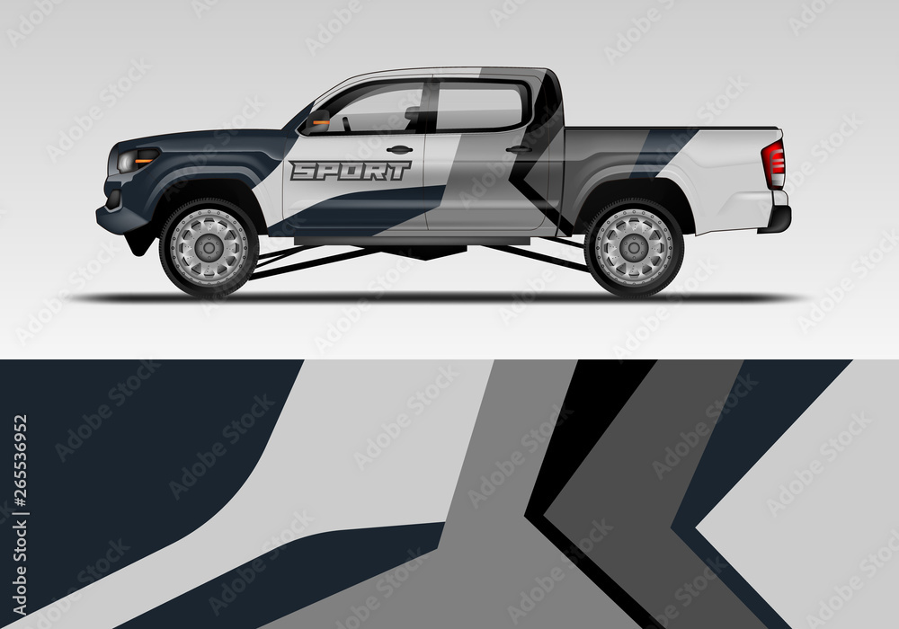 Racing car decal wrap vector designs. Truck and cargo van decal, company , rally, drift . Eps 10 