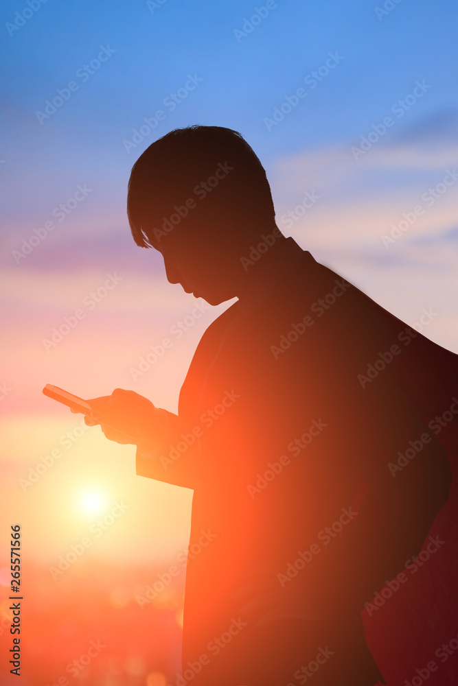 silhouette of super businessman