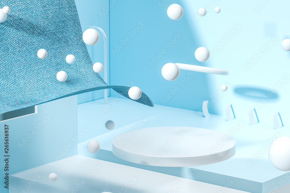 3d rendering, relaxing tint color room with creative shapes.