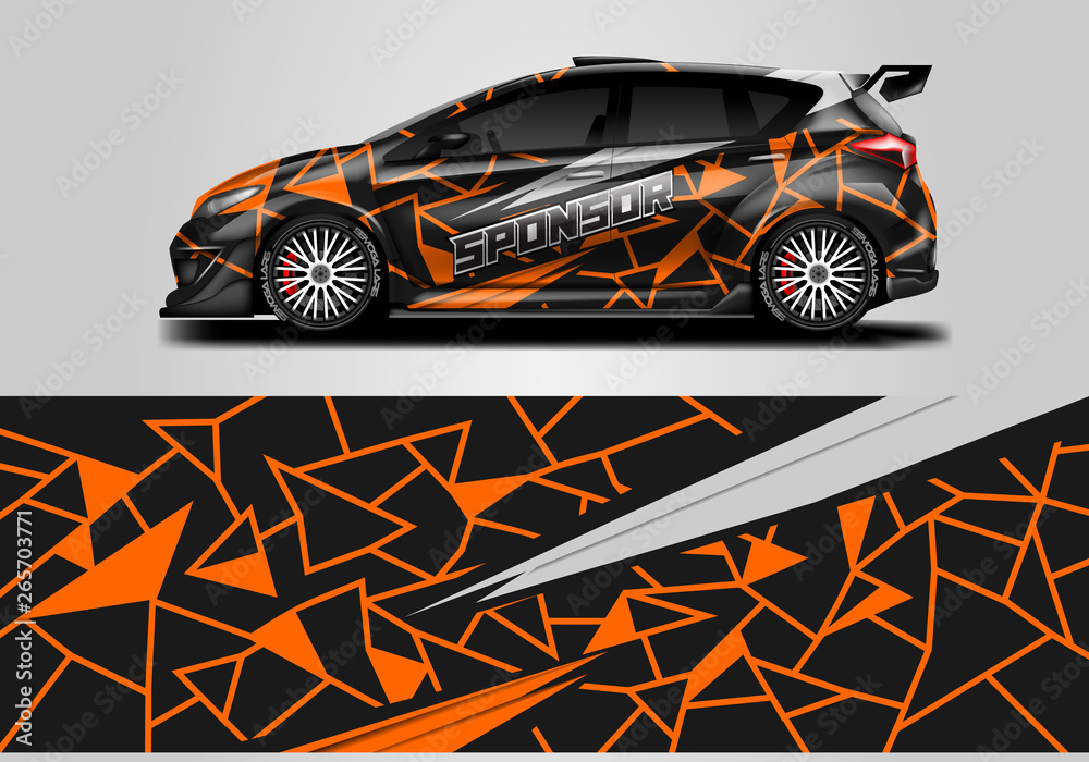 Car wrap livery decal vector , supercar, rally, drift . Graphic abstract stripe racing background . 