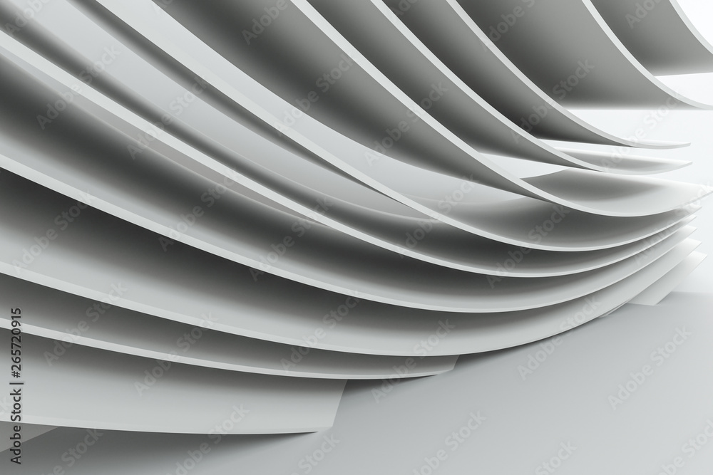 3d rendering, curve surface and light background