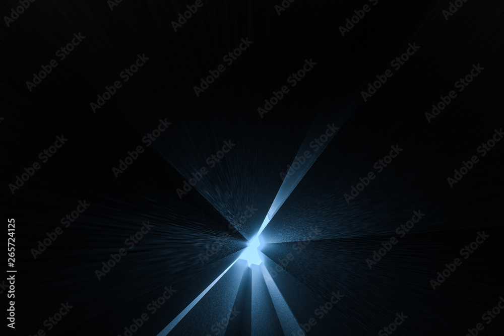 3d rendering, dark background, cube bricks with light effect. Computer digital background.