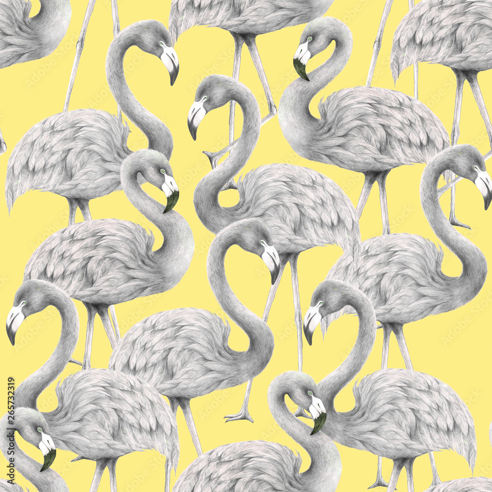  flamingo seamless pattern,colored pencil drawing techniques,illustration