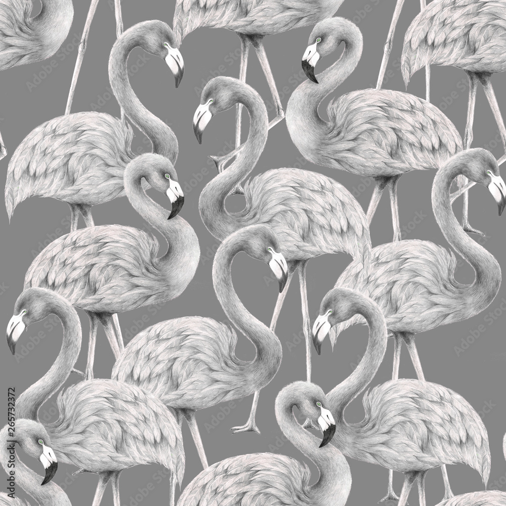  flamingo seamless pattern,colored pencil drawing techniques,illustration