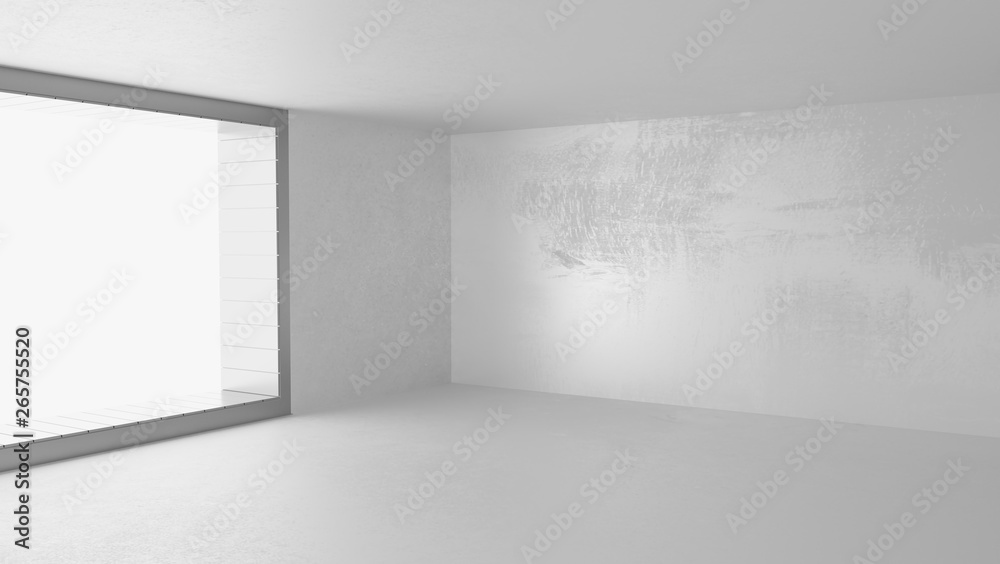 Abstract architecture white room interior loft style, Empty room with lighting 3d rendering.