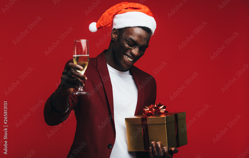 African man enjoying christmas eve