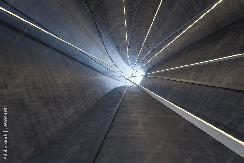 3d rendering, dark science-fiction tunnel, dark background