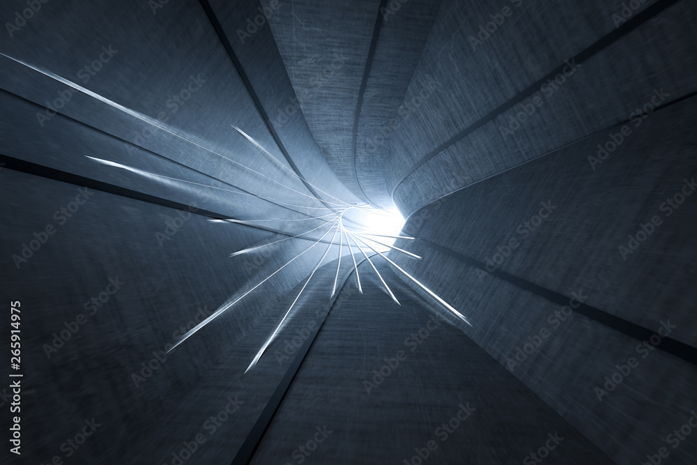 3d rendering, dark science-fiction tunnel, dark background