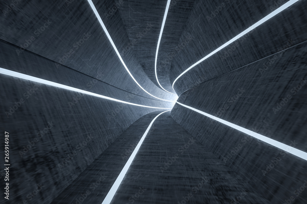 3d rendering, dark science-fiction tunnel, dark background