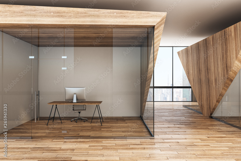 Bright wooden office interior