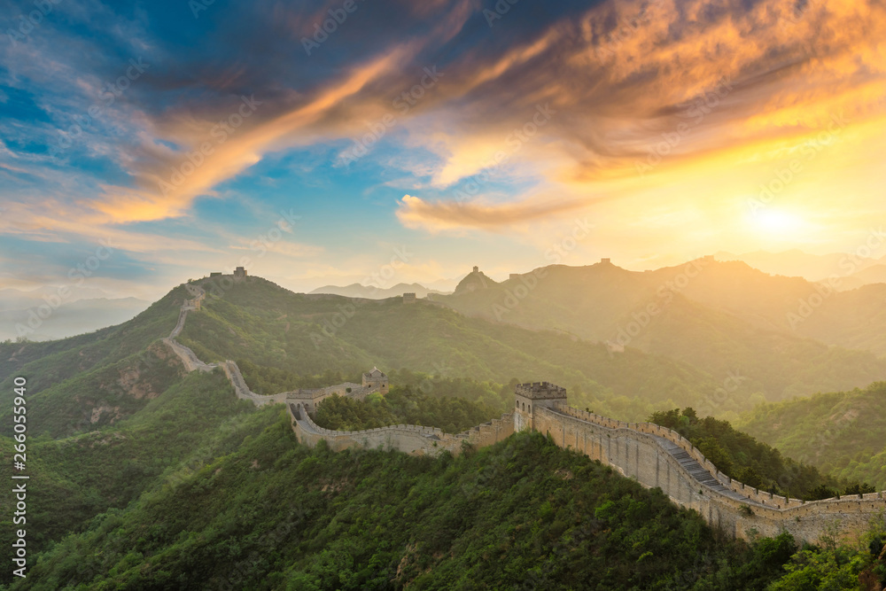 The Great Wall of China at sunset