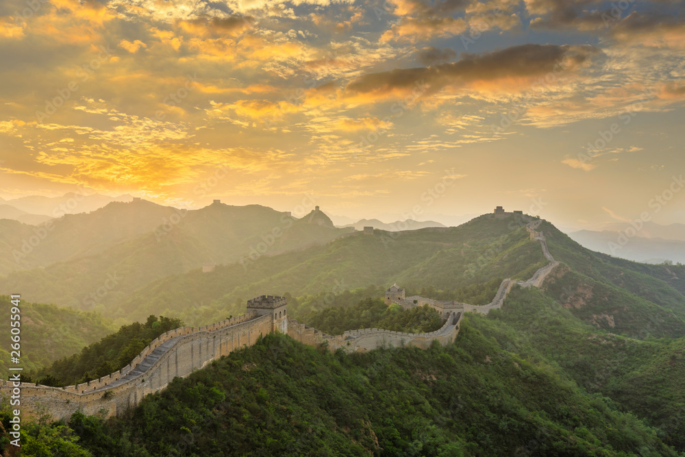 The Great Wall of China at sunset