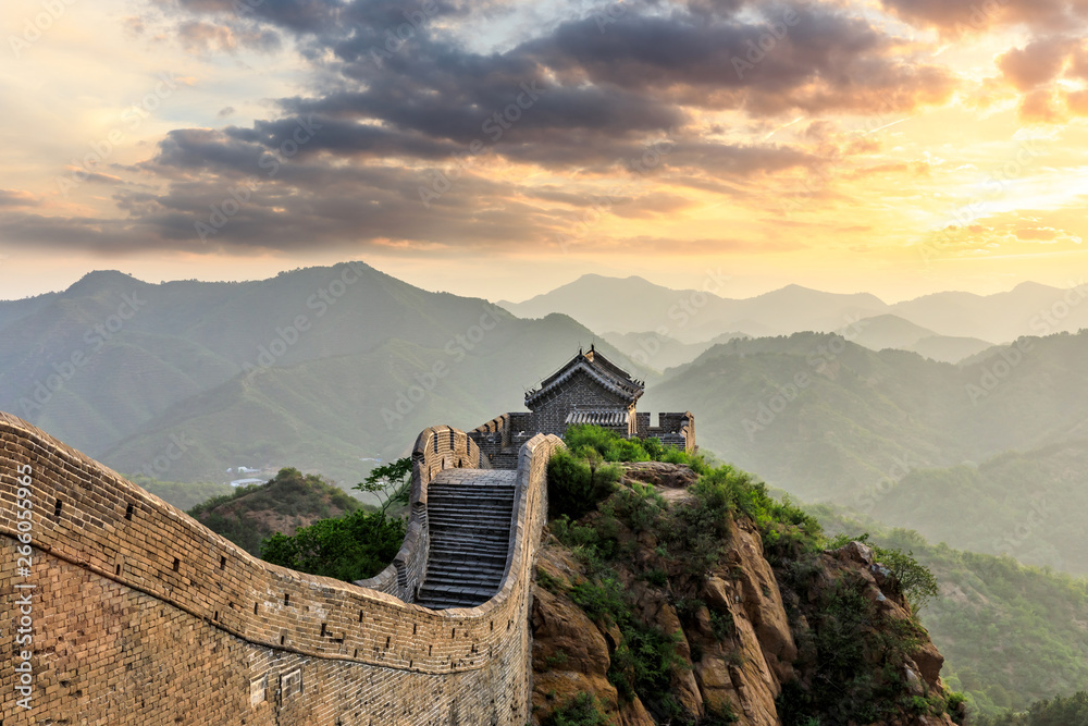 The Great Wall of China at sunset