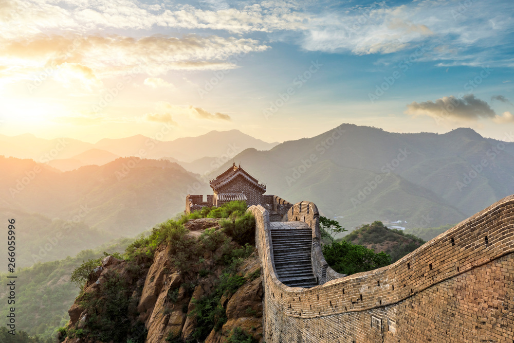 The Great Wall of China at sunset