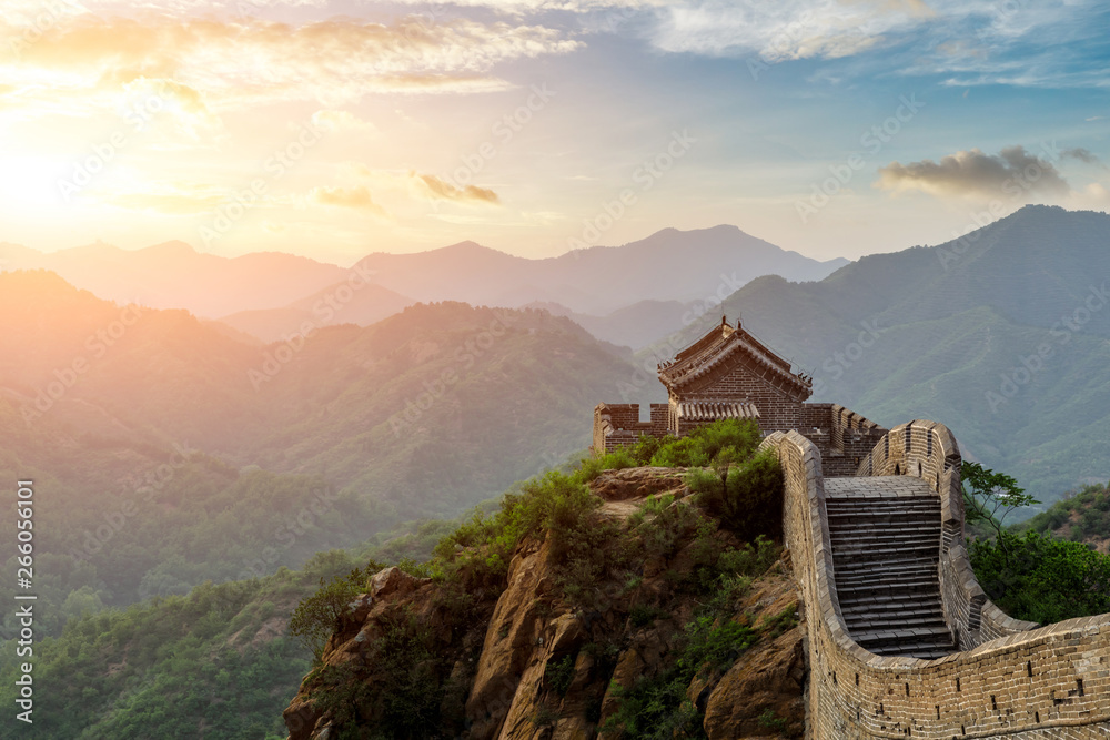 The Great Wall of China at sunset