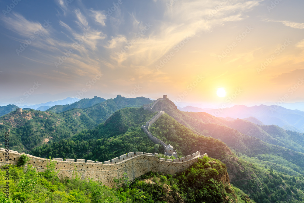 The Great Wall of China at sunset