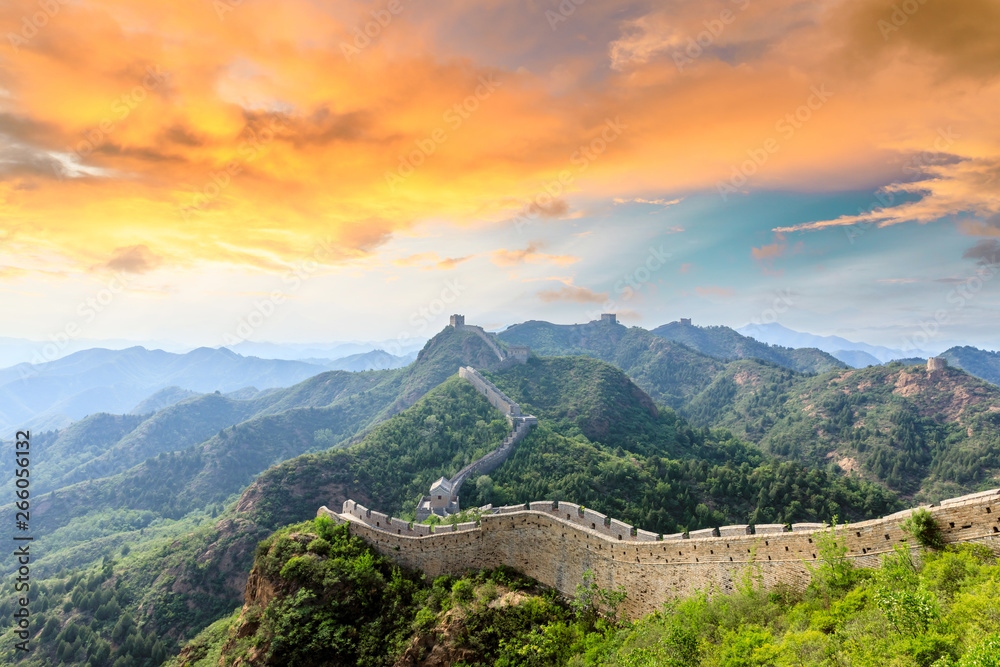 The Great Wall of China at sunset