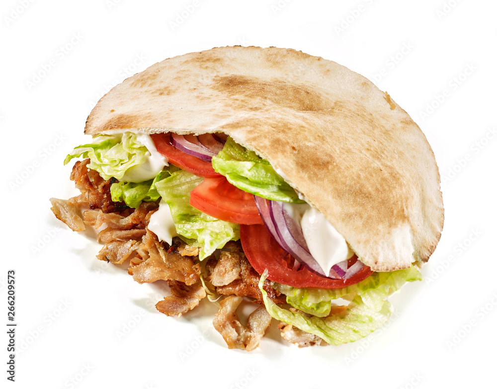 doner kebab on white background