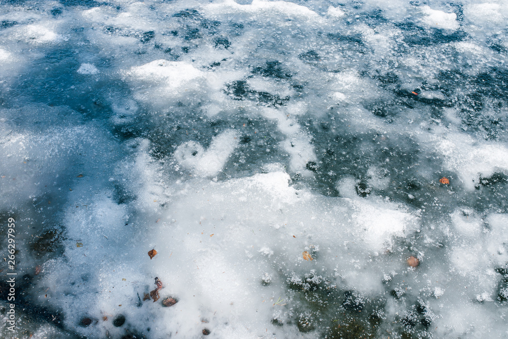 Close-up image of a beautiful frozen lake.