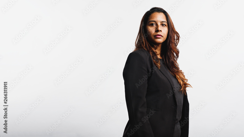 Young businesswoman with brown hair