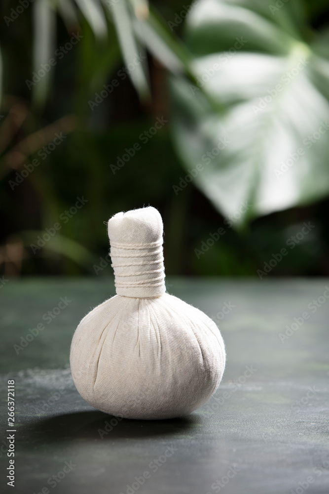 SPA composition on tropical background, close up