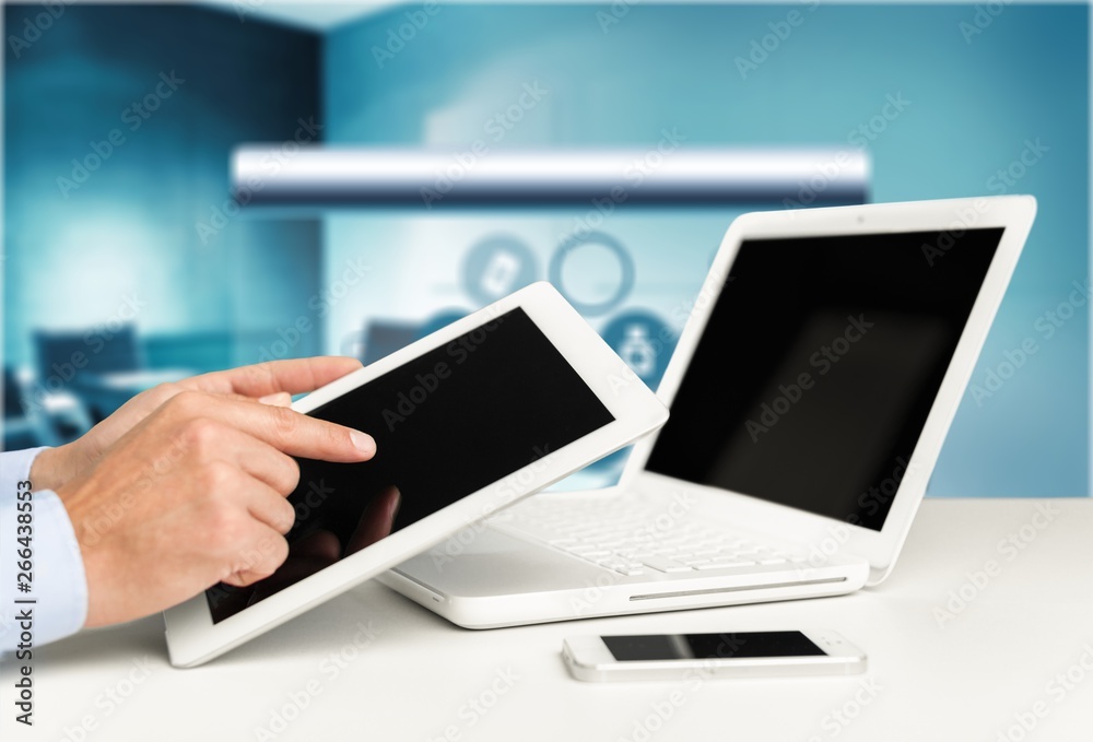 Close-up Doctor at hospital working with laptop