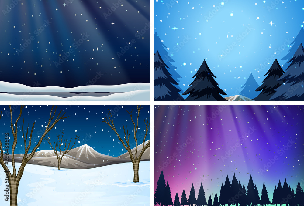 set of snow backgrounds