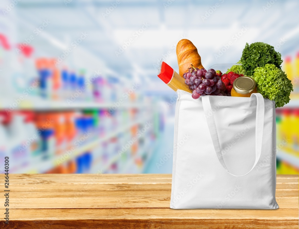 Full shopping  bag, isolated over  background