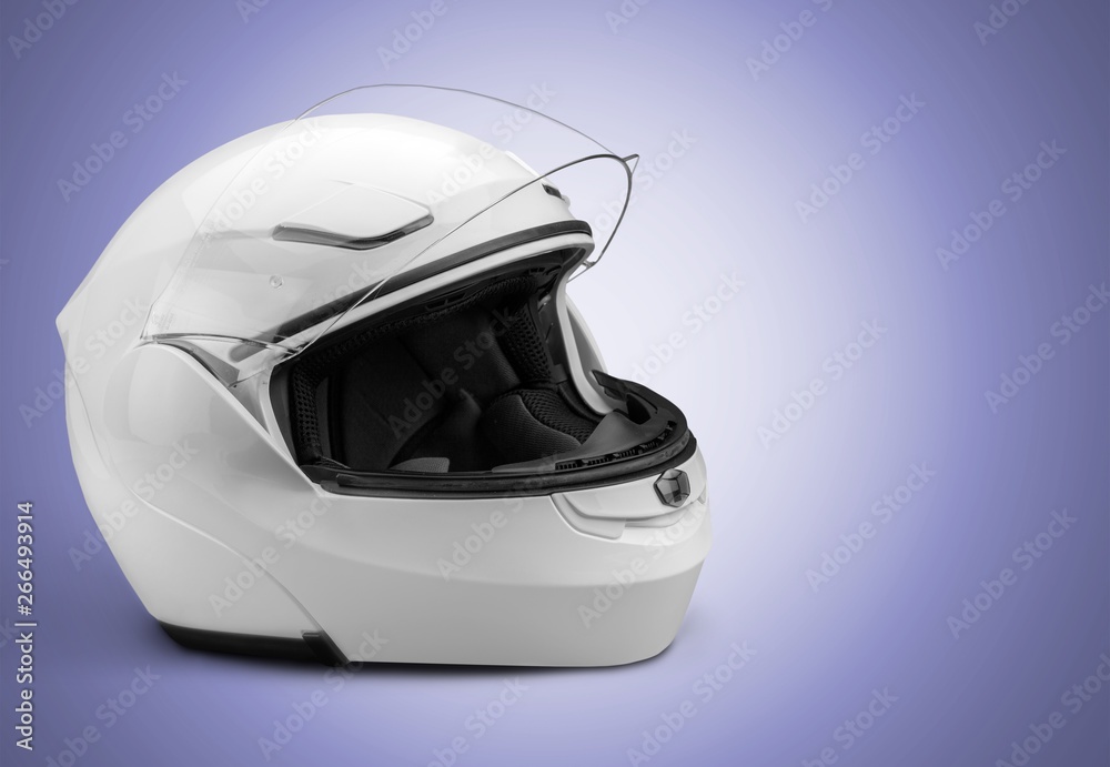 Black biker helmet isolated on white background